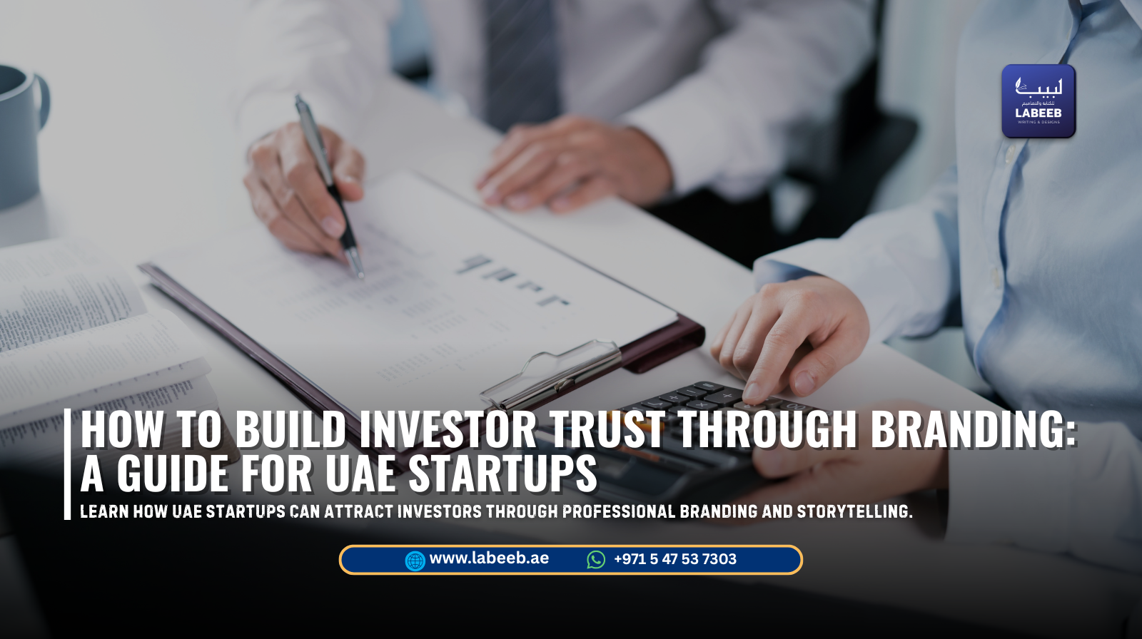 UAE startup founder presenting branded investor pitch deck