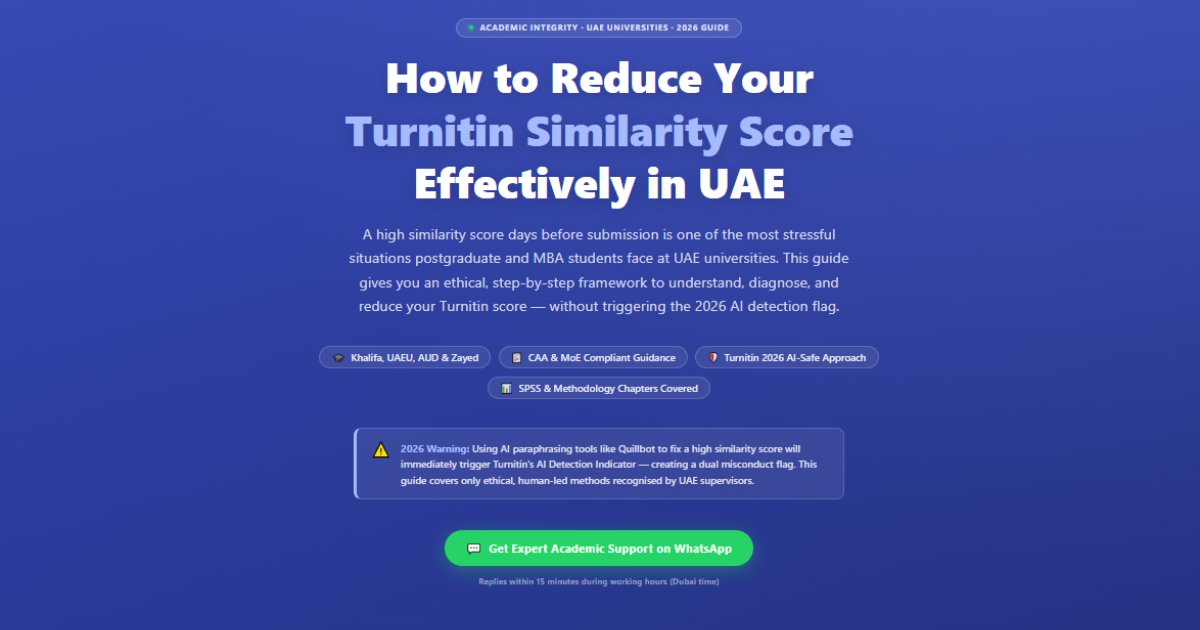 Reduce Turnitin similarity score UAE universities — ethical methods, RHAW framework, 2026 AI detect