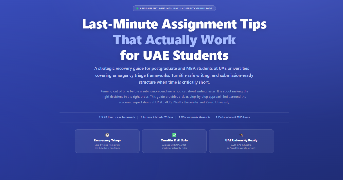 Assignment writing tips for UAE students under deadline — Turnitin-safe strategies for AUD and UAEU 