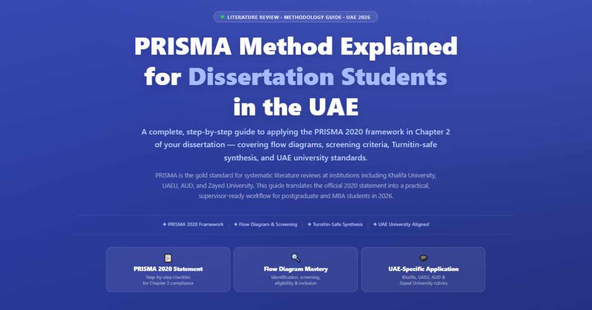 PRISMA Method Explained for  Students UAE PRISMA 2020 flow diagram guide for UAE universities 2026