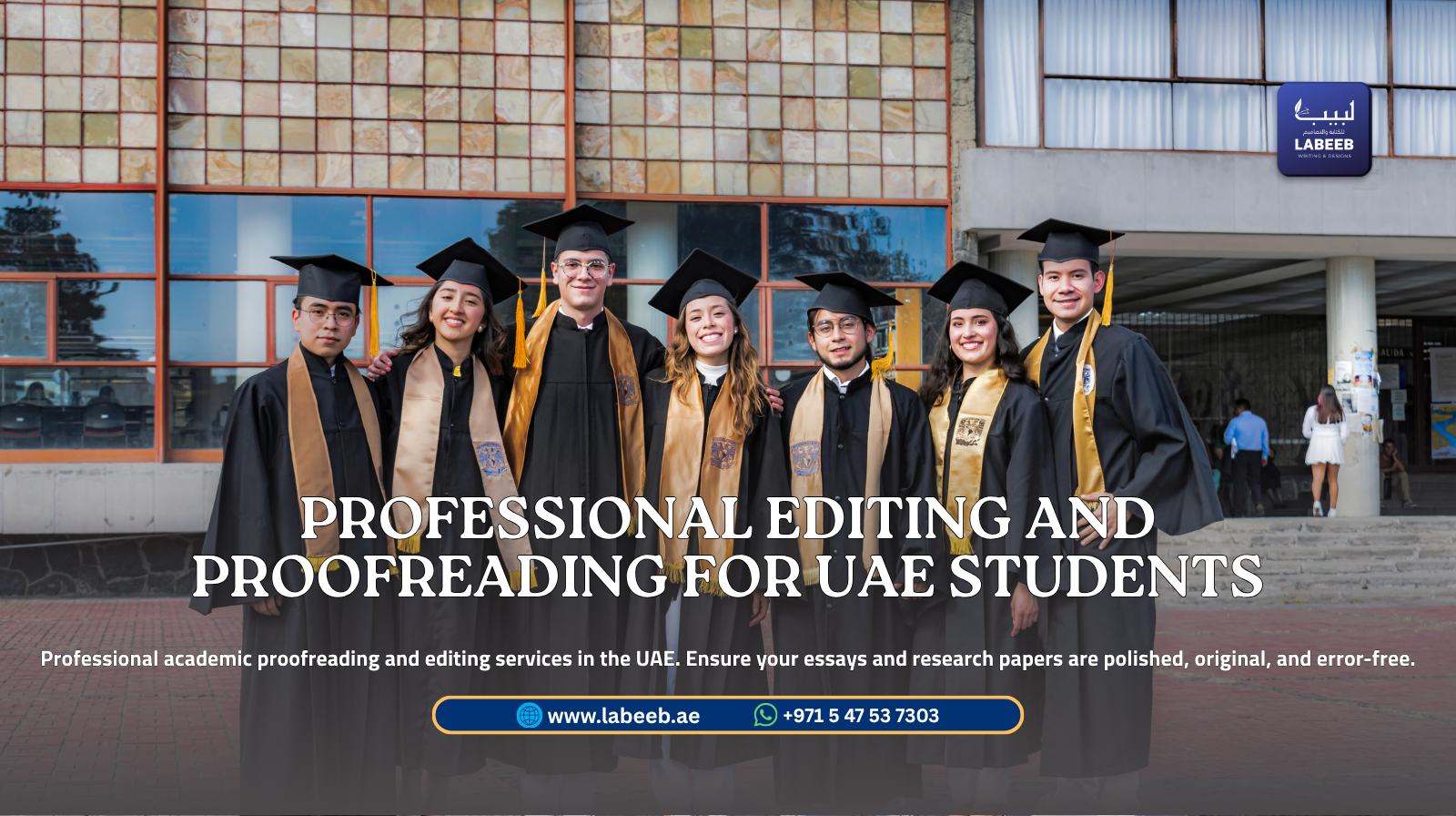 Professional editor reviewing a university essay for a UAE student on laptop.