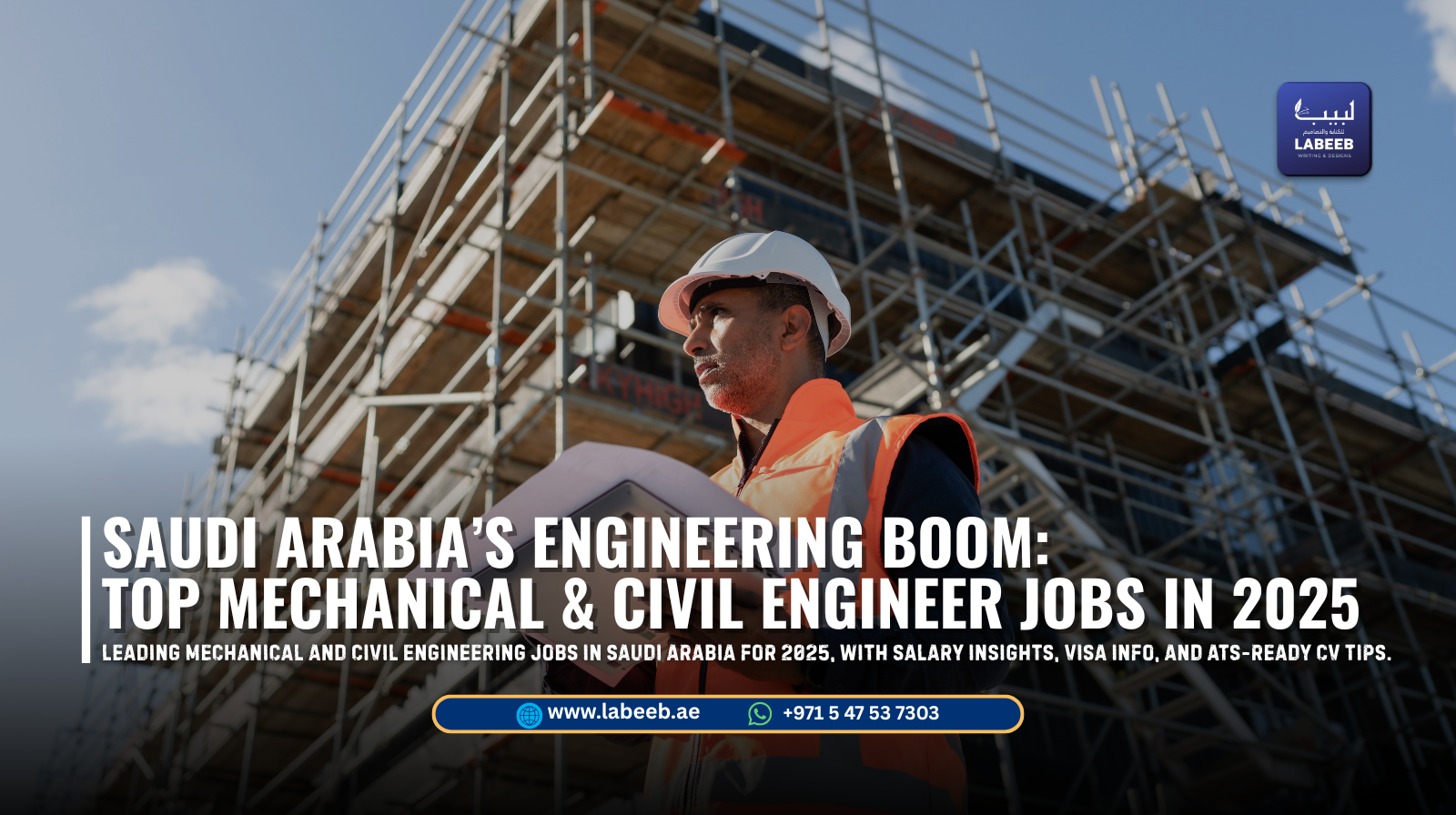 Saudi engineers on construction site in Riyadh Vision 2030 project