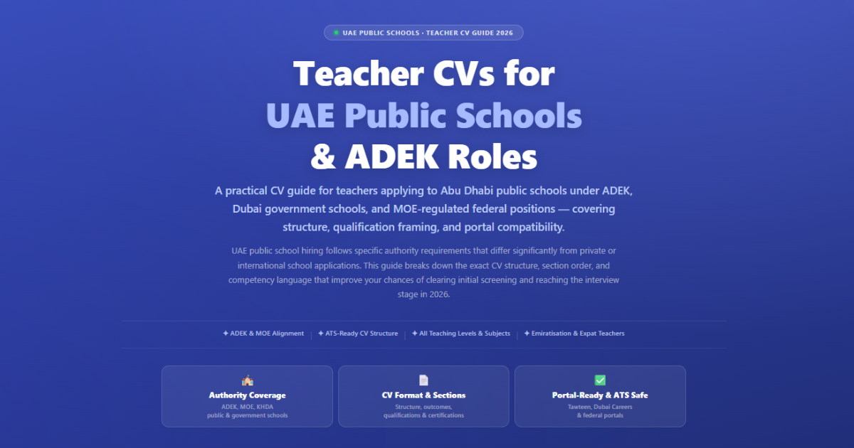 Teacher CVs for UAE Public Schools & ADEK Roles | labeeb.ae
