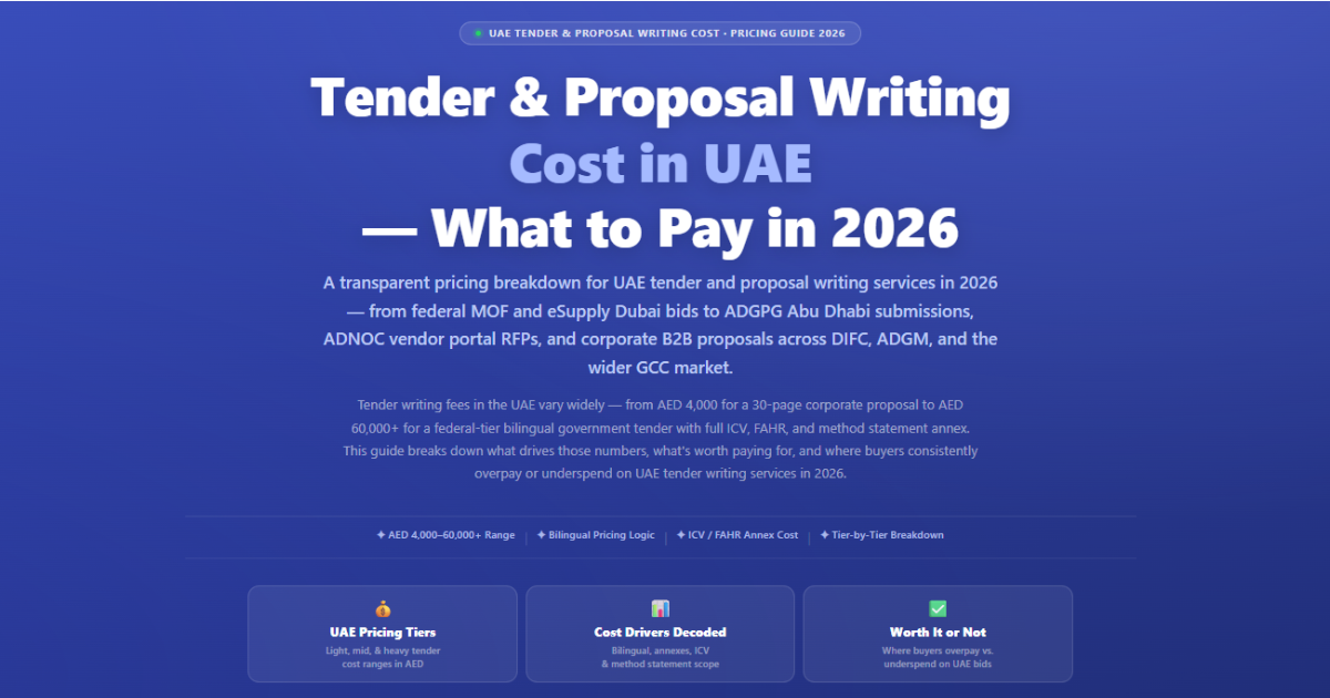 Tender and Proposal Writing Cost UAE 2026 — Pricing Guide — Labeeb