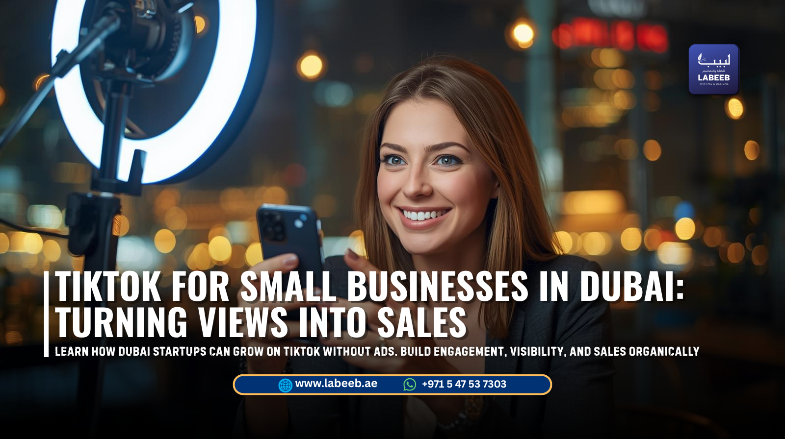 Small business owners in Dubai creating organic TikTok videos for marketing