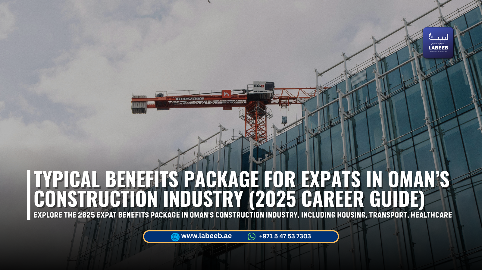 Expat construction manager reviewing blueprints on an Oman construction site