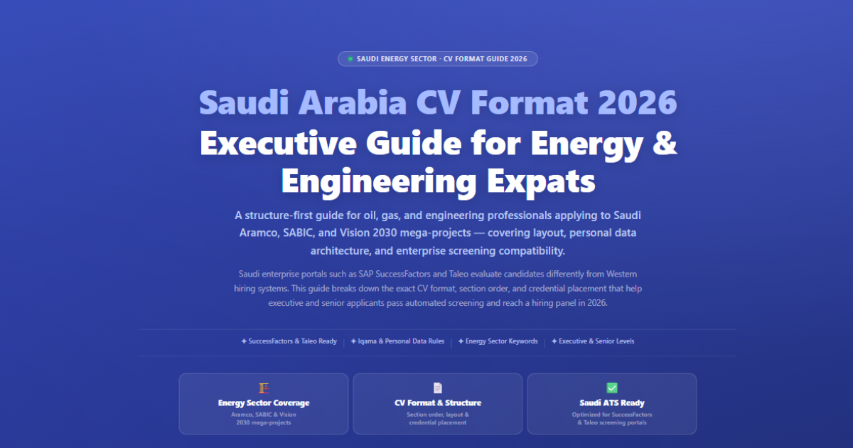 Saudi Cv Pattern Saudi Arabia CV Format 2026: Energy Sector Guide | Labeeb