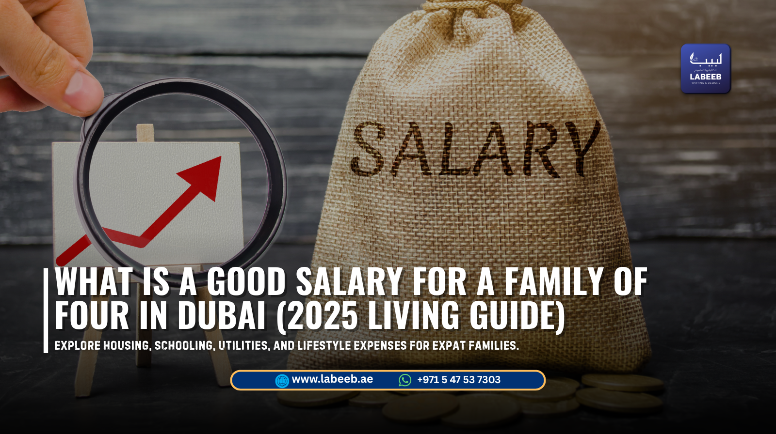 Expat family walking on Dubai Marina promenade with city skyline in background Expat family walking