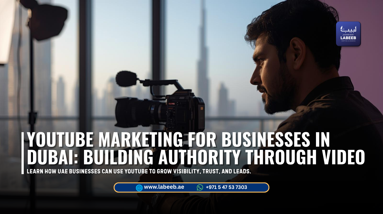 Dubai business owner filming YouTube marketing video