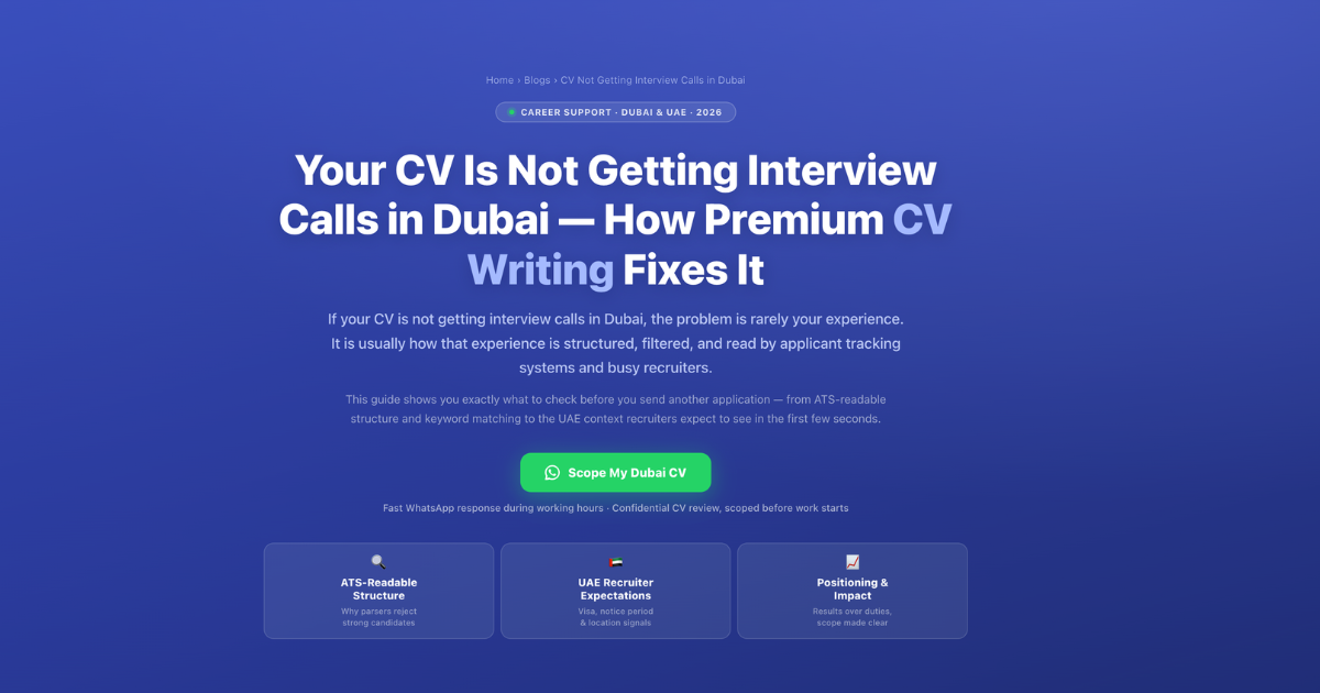 Premium cv not getting interview calls dubai guide for Dubai, UAE. Learn checks, mistakes, and next 