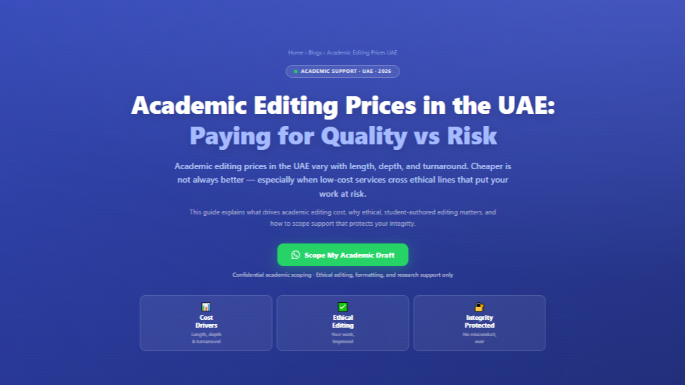 Academic Editing Prices in the UAE: Paying for Quality vs Risk by Labeeb.ae
