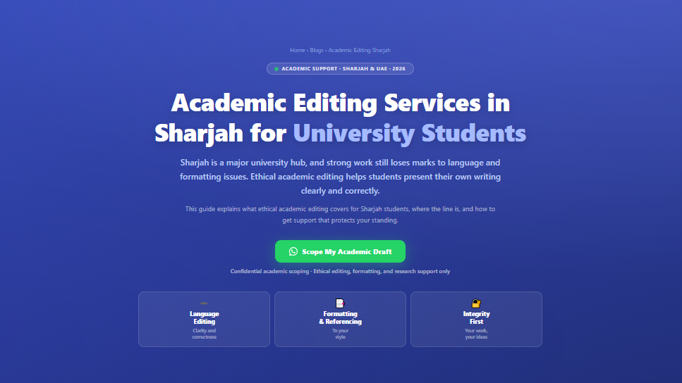 Academic Editing Services in Sharjah for University Students by Labeeb.ae
