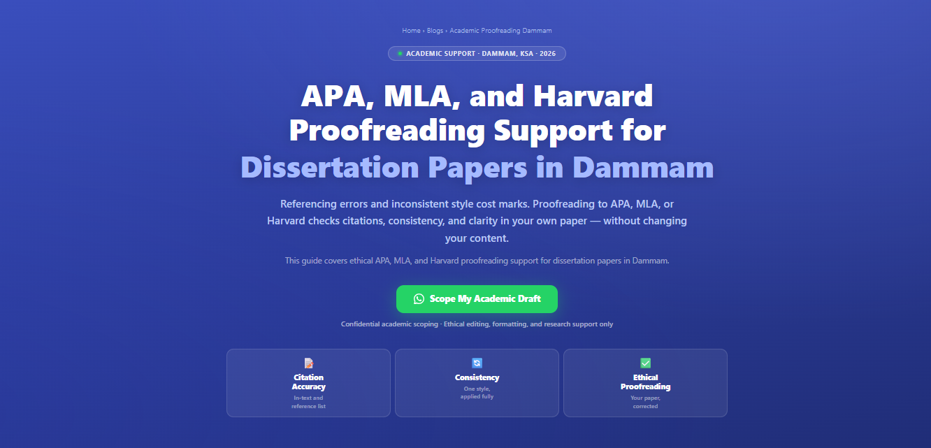 APA, MLA, and Harvard proofreading support for dissertation papers in Dammam by Labeeb.ae