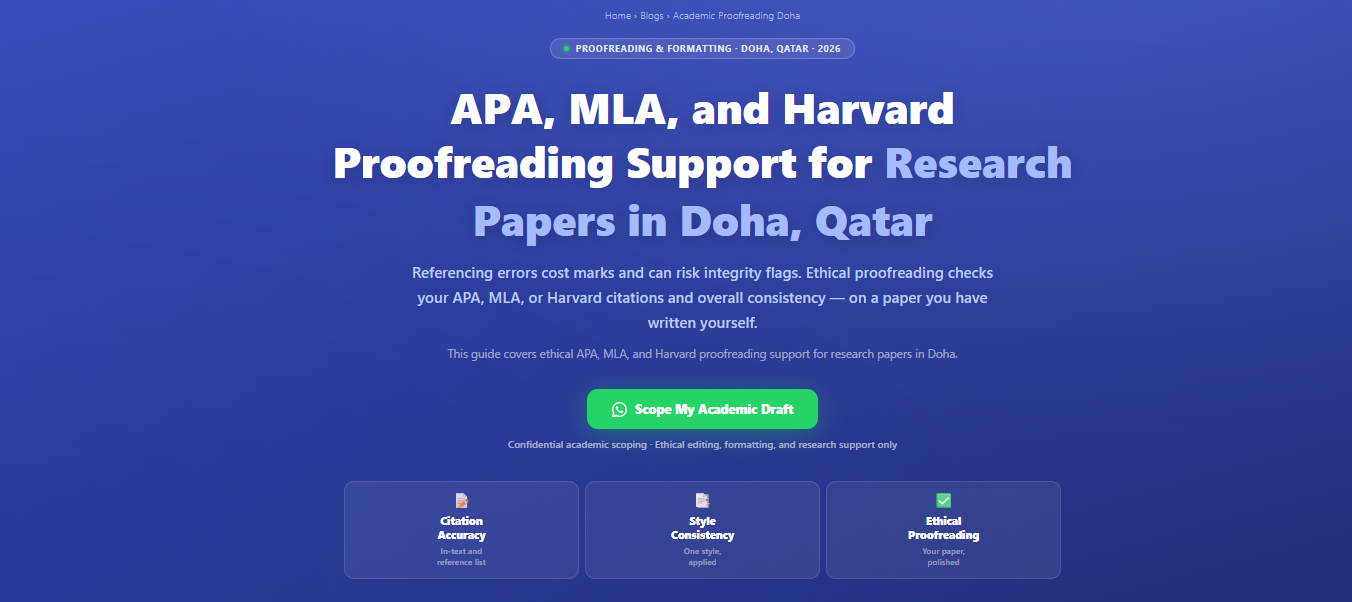 APA, MLA, and Harvard proofreading support for research papers in Doha, Qatar by Labeeb.ae