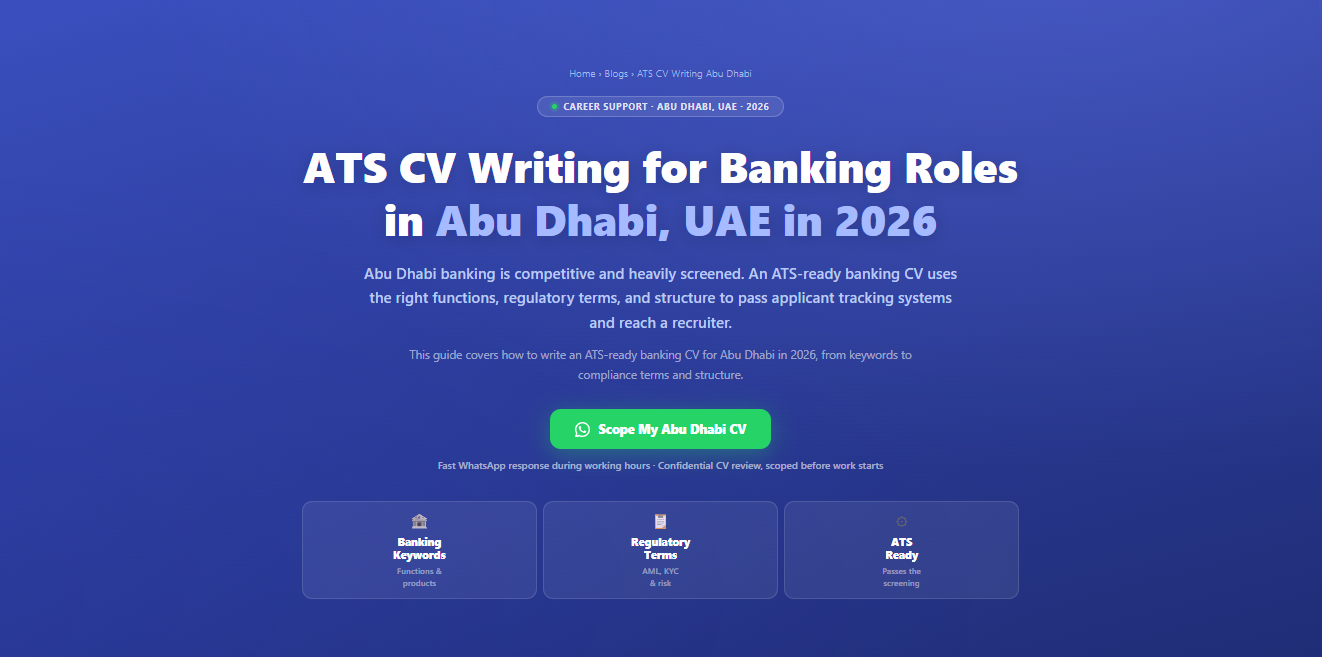 ATS CV writing for banking roles in Abu Dhabi, UAE in 2026 by Labeeb.ae
