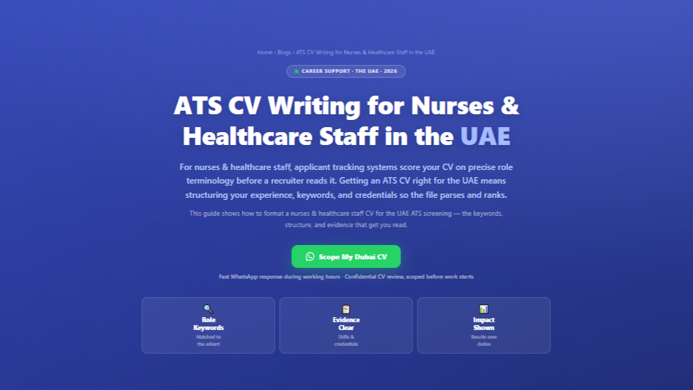 ATS CV Writing for Nurses & Healthcare Staff in the UAE by Labeeb.ae