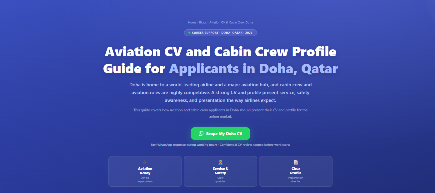 Aviation CV and cabin crew profile guide for applicants in Doha, Qatar by Labeeb.ae
