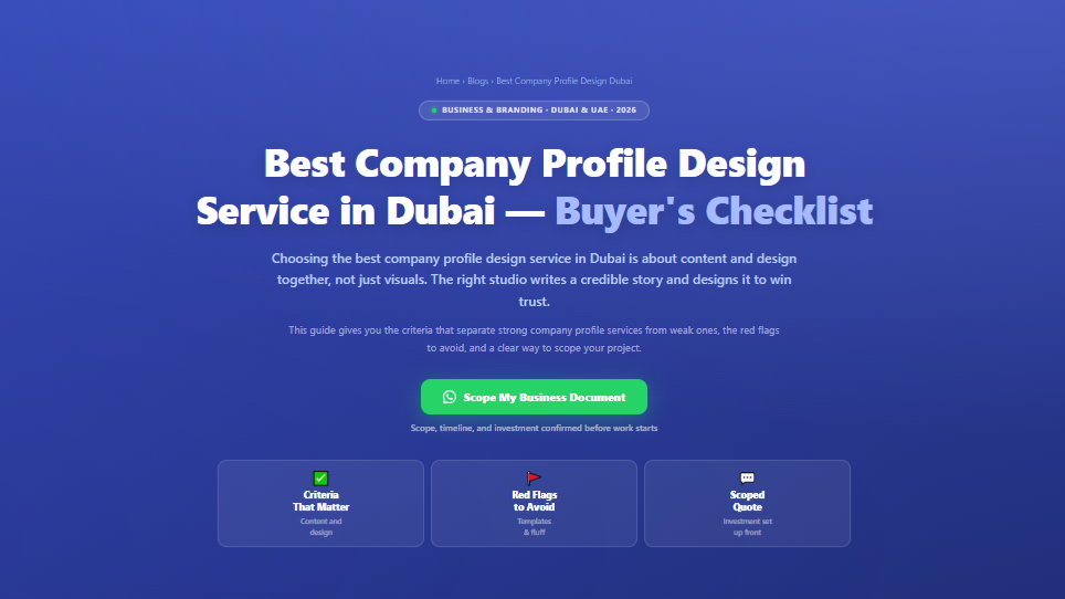 Best Company Profile Design Service in Dubai - Buyer's Checklist by Labeeb.ae