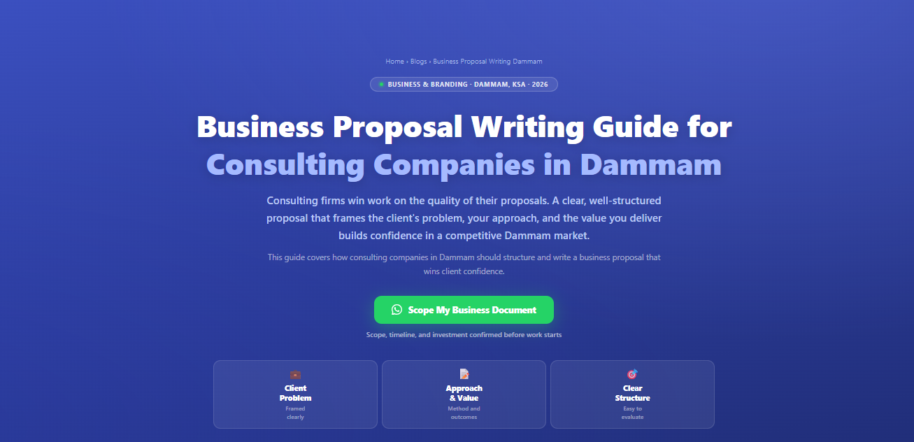 Business proposal writing guide for consulting companies in Dammam, Saudi Arabia by Labeeb.ae