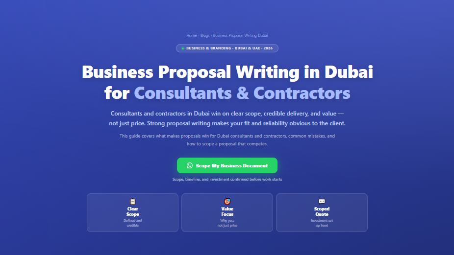 Business Proposal Writing in Dubai for Consultants & Contractors by Labeeb.ae