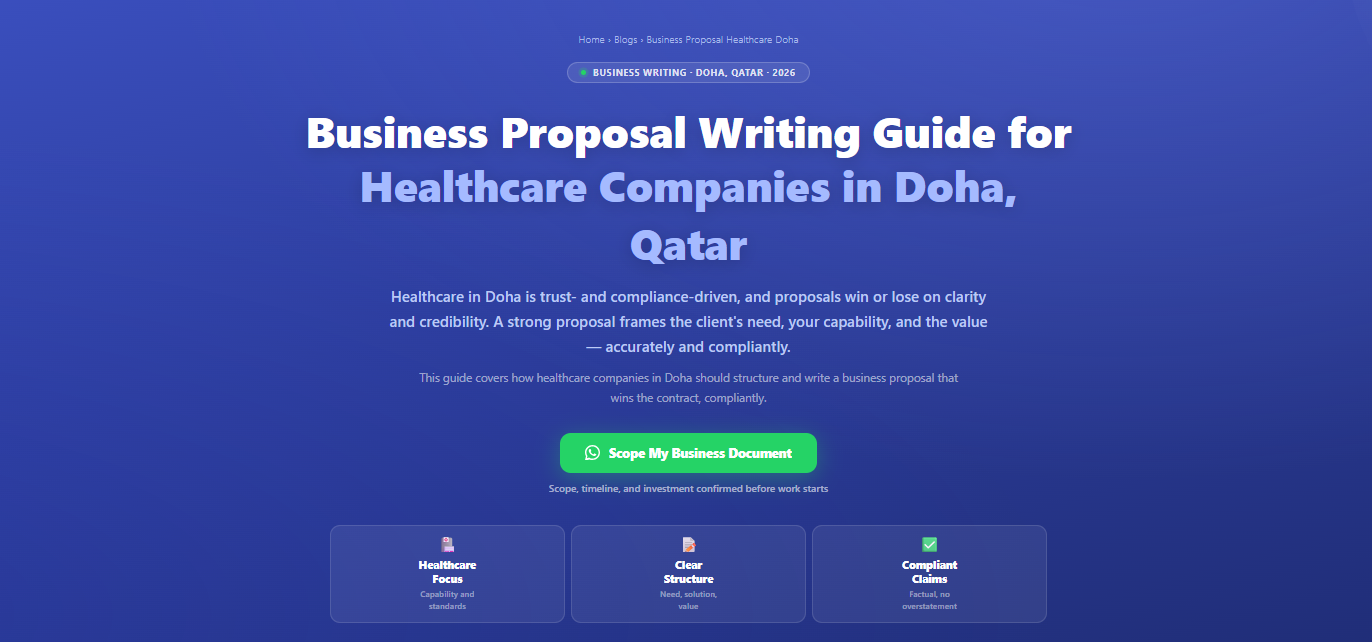 Business proposal writing guide for healthcare companies in Doha, Qatar by Labeeb.ae