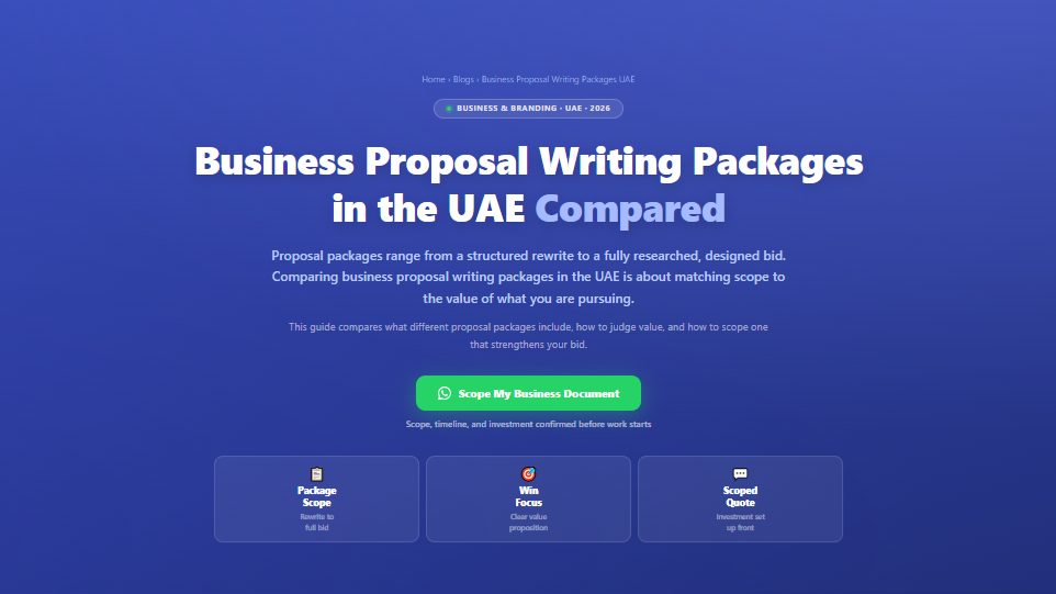 Business Proposal Writing Packages in the UAE Compared by Labeeb.ae