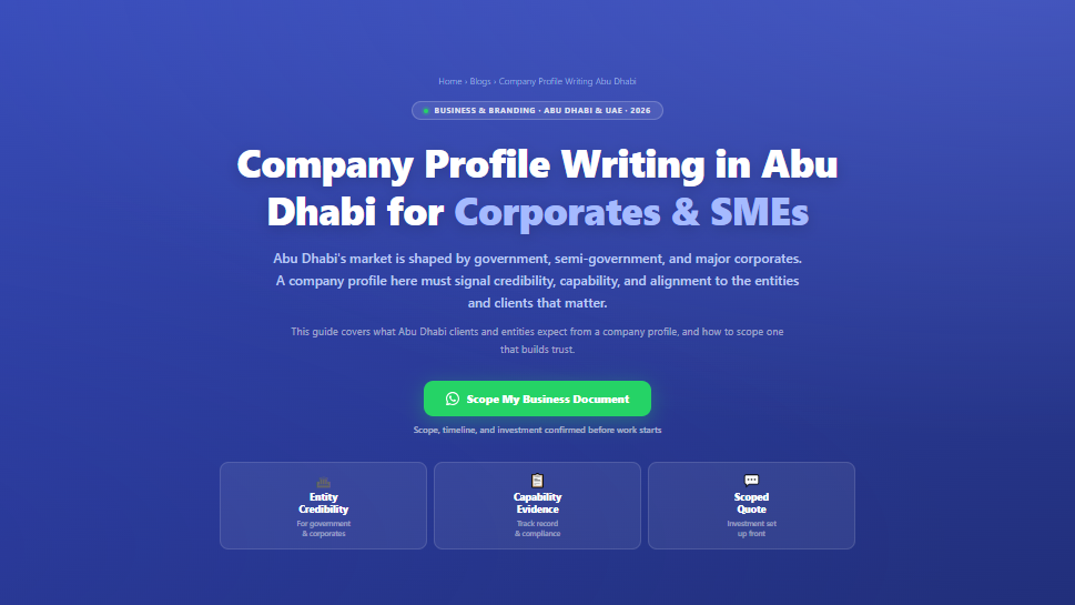 Company Profile Writing in Abu Dhabi for Corporates & SMEs by Labeeb.ae