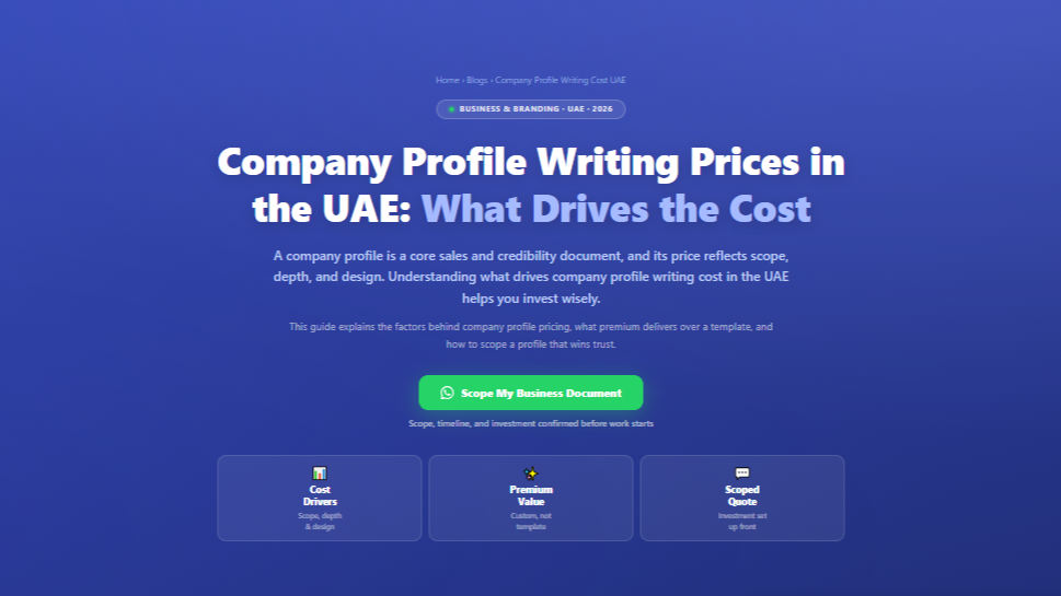 Company Profile Writing Prices in the UAE: What Drives the Cost by Labeeb.ae