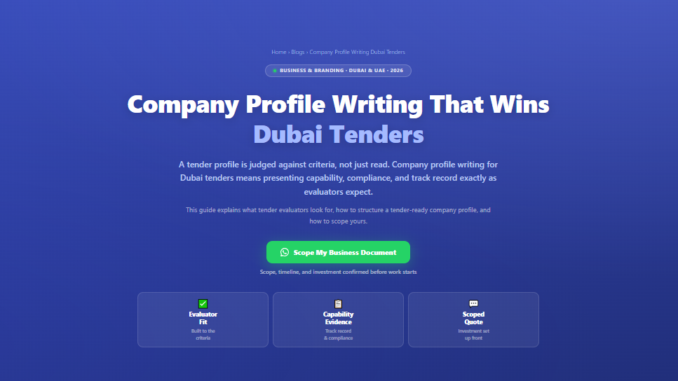 Company Profile Writing That Wins Dubai Tenders by Labeeb.ae