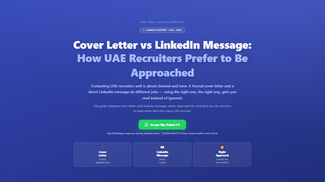 Cover Letter vs LinkedIn Message: How UAE Recruiters Prefer to Be Approached by Labeeb.ae