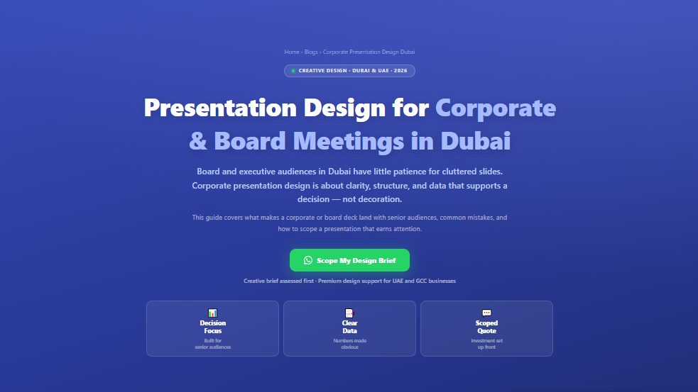 Presentation Design for Corporate & Board Meetings in Dubai by Labeeb.ae
