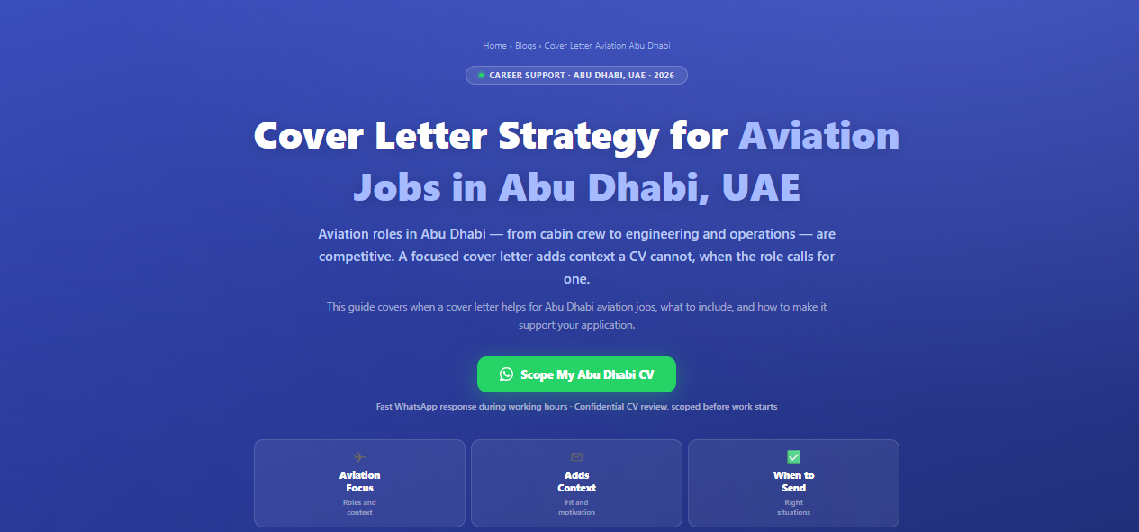 Cover letter strategy for aviation jobs in Abu Dhabi, UAE by Labeeb.ae