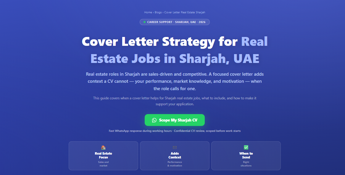 Cover letter strategy for real estate jobs in Sharjah, UAE by Labeeb.ae