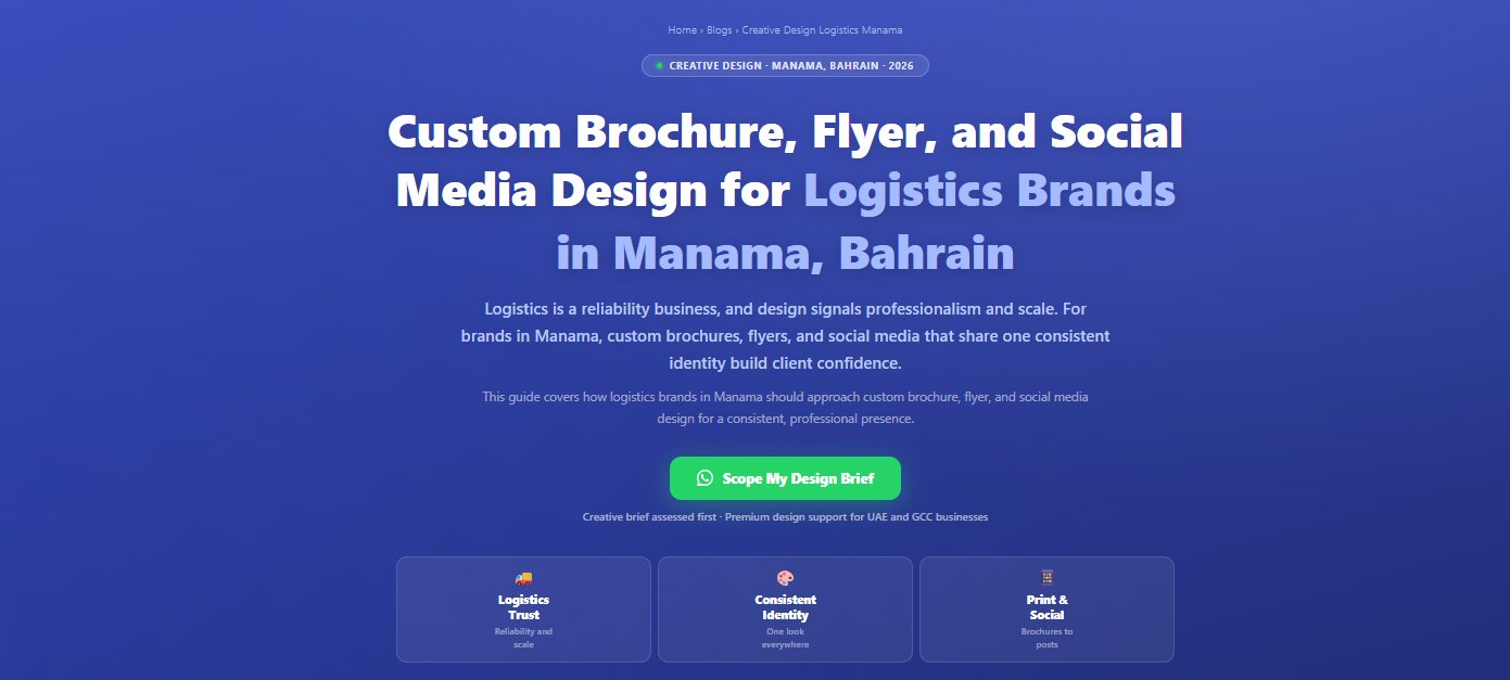 Custom brochure, flyer, and social media design for logistics brands in Manama, Bahrain by Labeeb.ae