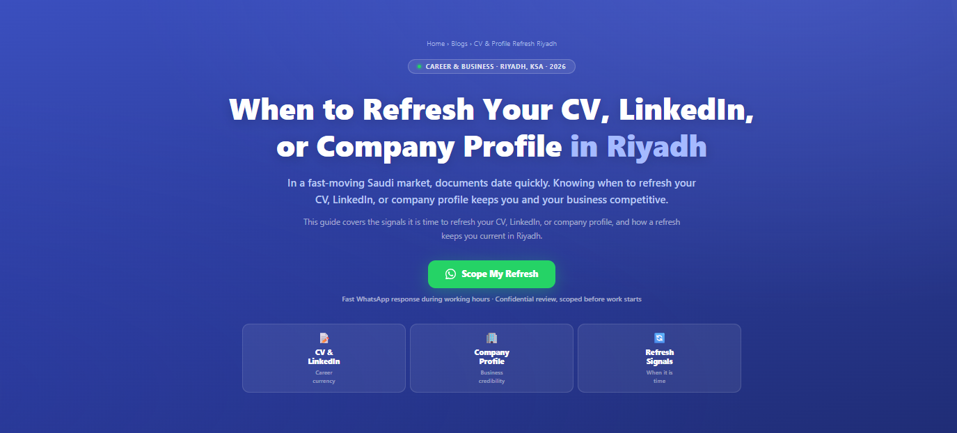 When to refresh your CV, LinkedIn, or company profile in Riyadh, Saudi Arabia by Labeeb.ae