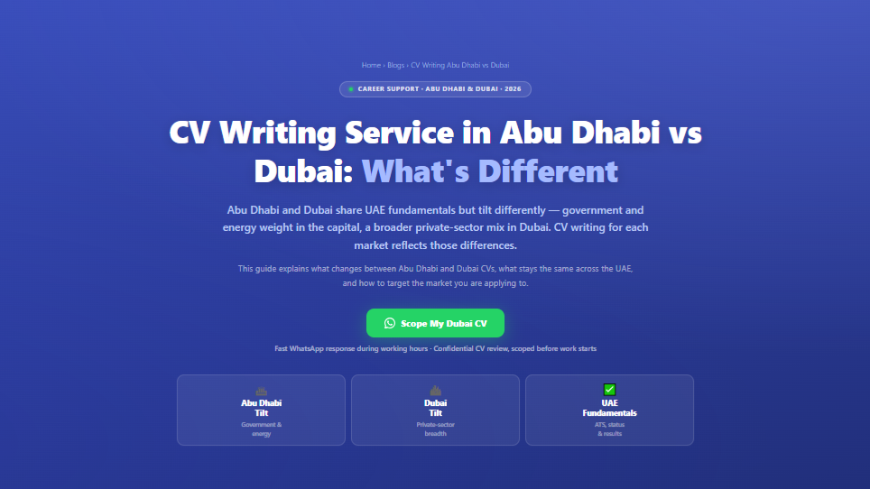 CV Writing Service in Abu Dhabi vs Dubai: What's Different by Labeeb.ae