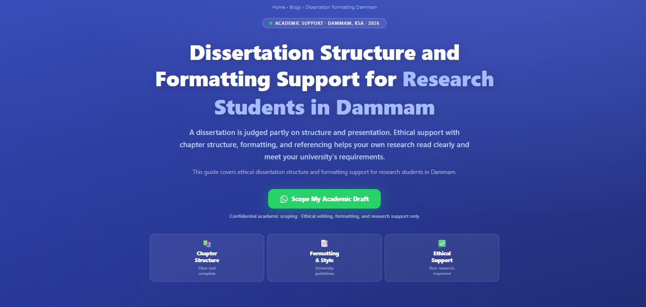 Dissertation structure and formatting support for research students in Dammam by Labeeb.ae