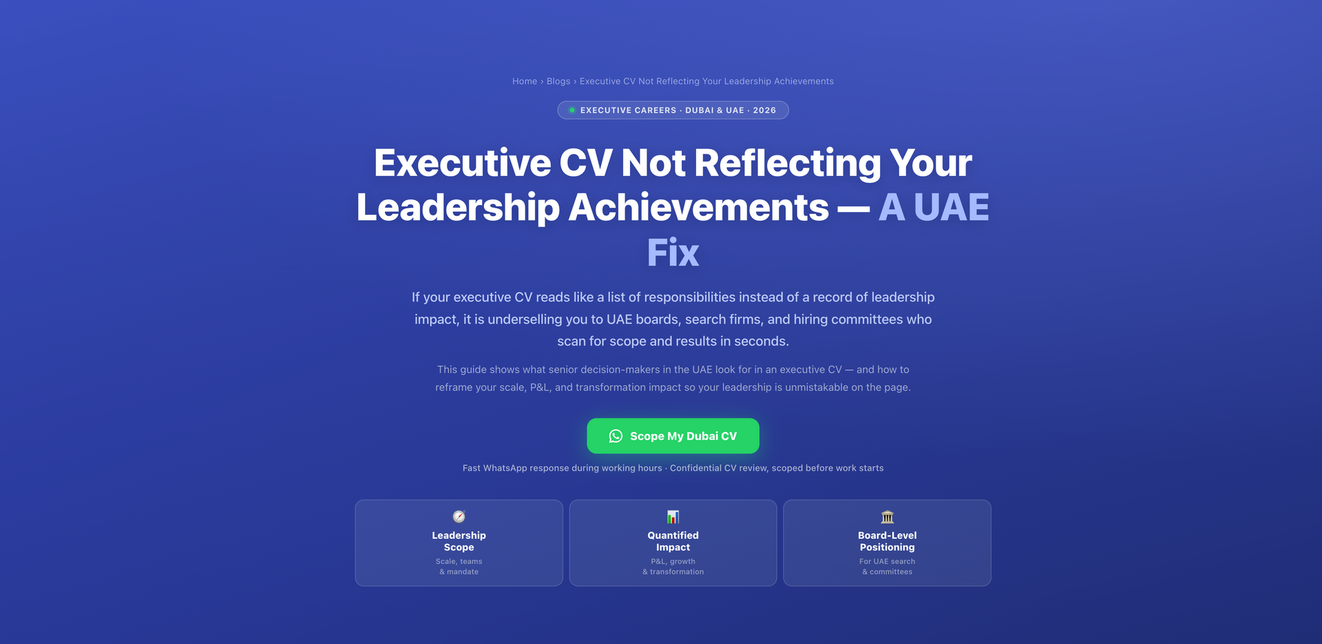 Executive CV Not Reflecting Your Leadership Achievements visual guide by Labeeb.ae for UAE and GCC r