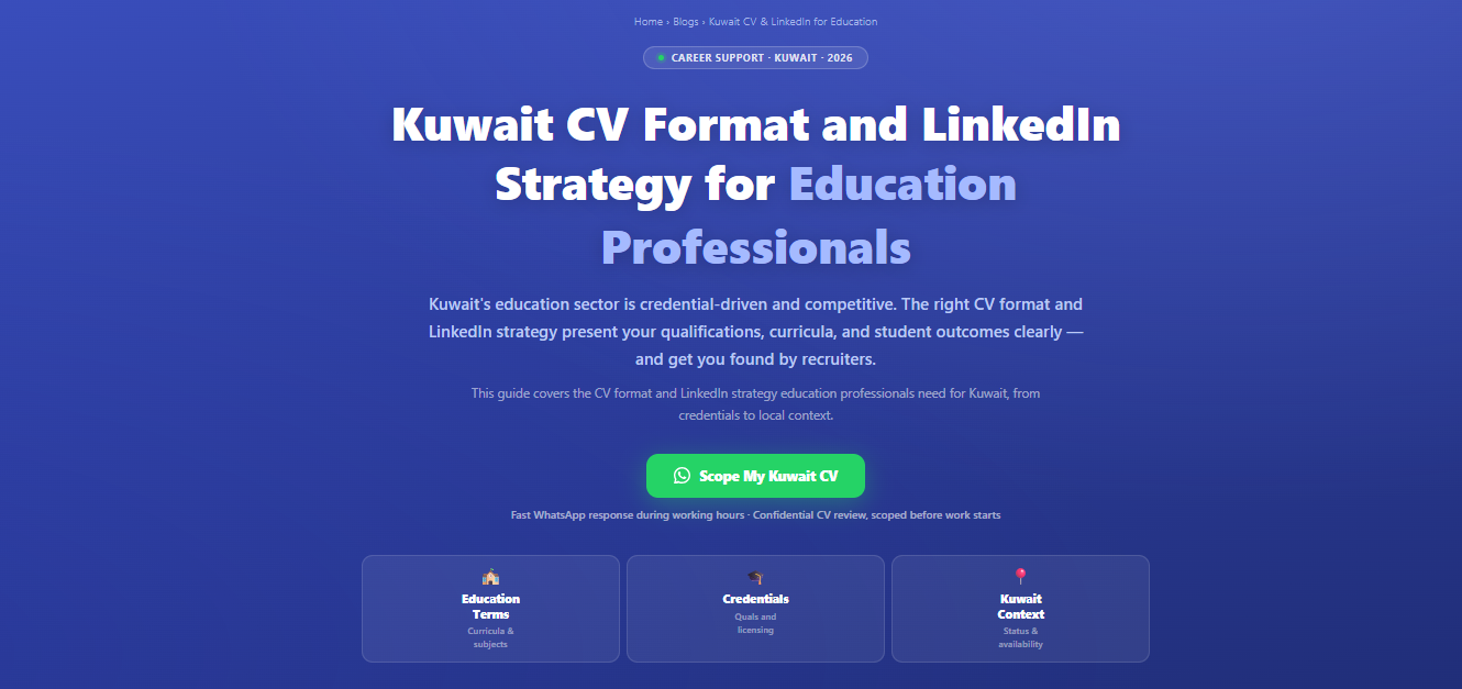 Kuwait CV format and LinkedIn strategy for education professionals by Labeeb.ae