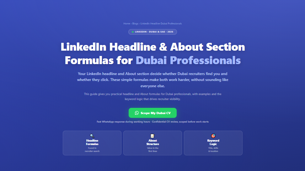 LinkedIn Headline & About Section Formulas for Dubai Professionals by Labeeb.ae