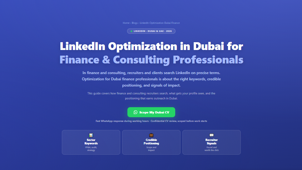 LinkedIn Optimization in Dubai for Finance & Consulting Professionals by Labeeb.ae