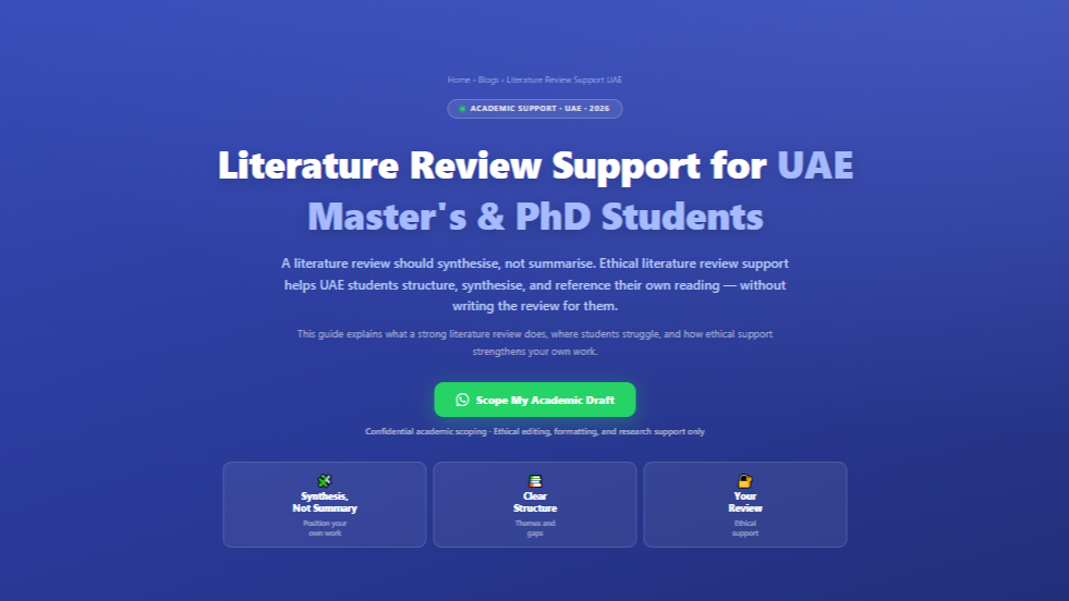 Literature Review Support for UAE Master's & PhD Students by Labeeb.ae