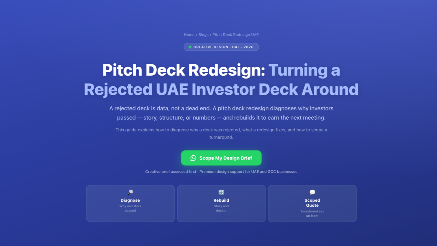 Pitch Deck Redesign: Turning a Rejected UAE Investor Deck Around by Labeeb.ae