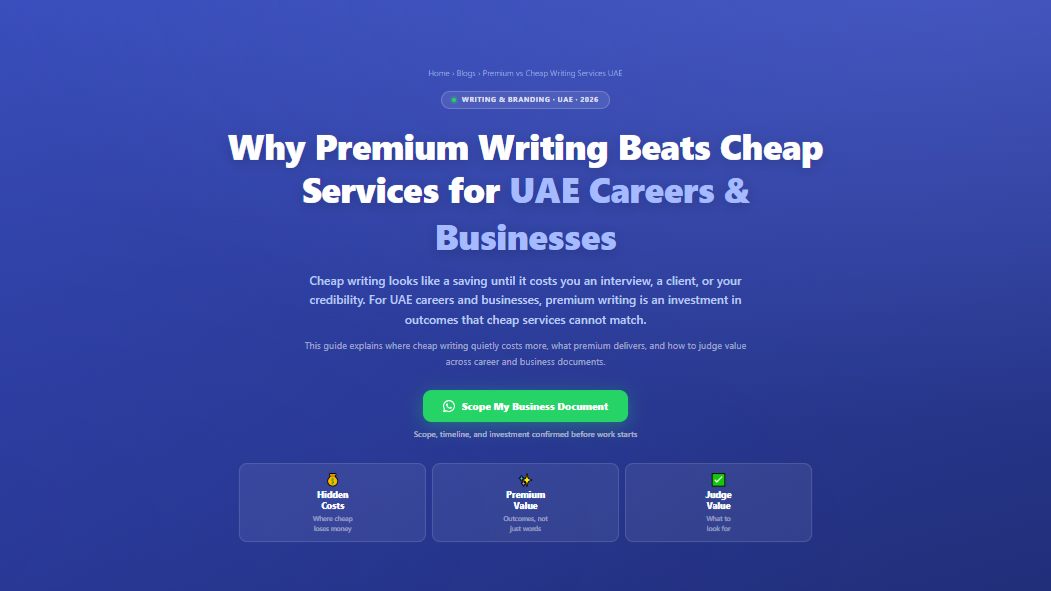 Why Premium Writing Beats Cheap Services for UAE Careers & Businesses by Labeeb.ae