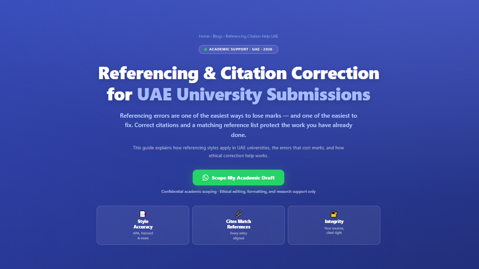 Referencing & Citation Correction for UAE University Submissions by Labeeb.ae