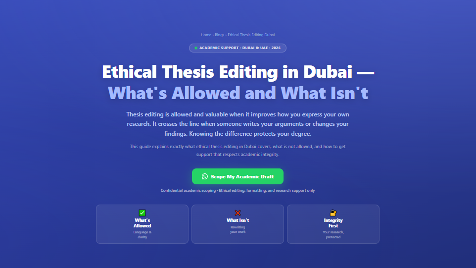 Ethical Thesis Editing in Dubai - What's Allowed and What Isn't by Labeeb.ae