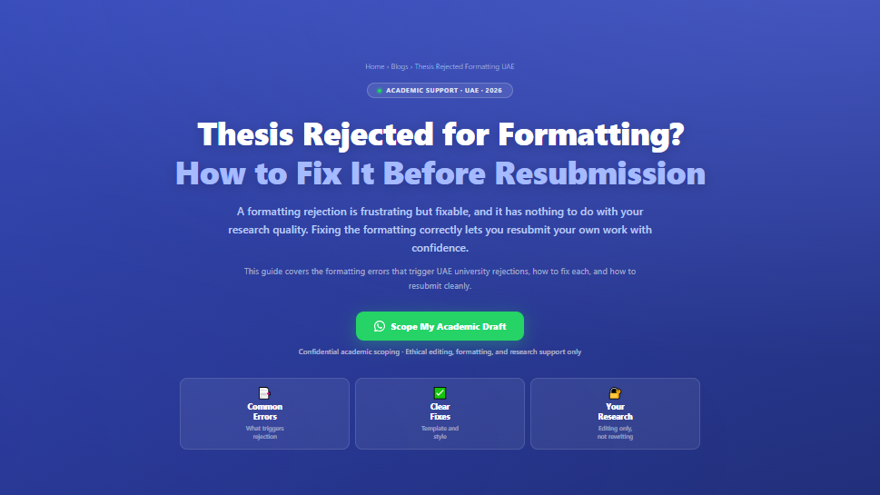 Thesis Rejected for Formatting? How to Fix It Before Resubmission (UAE) by Labeeb.ae