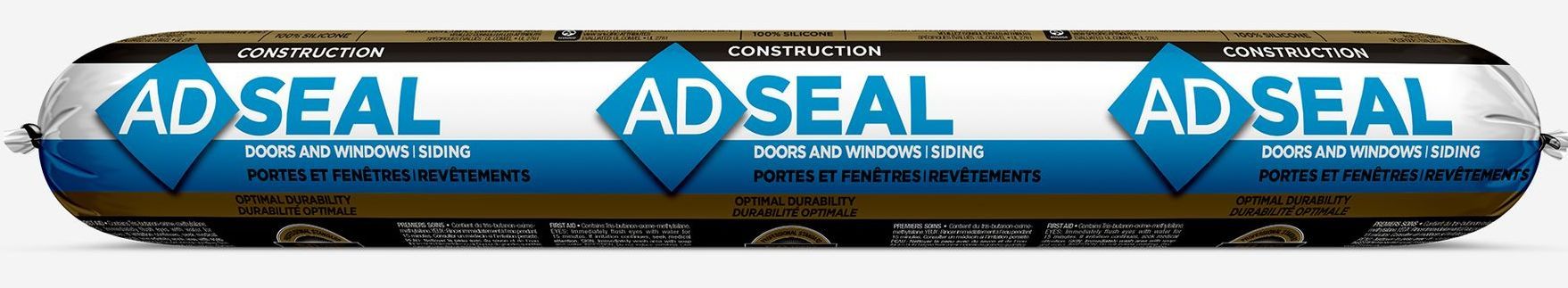 Un récipient bleu et blanc avec le mot ad seal dessus.