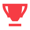 Une icône de trophée rouge sur fond blanc.