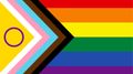 Pride flag incorporating transgender, intersex, and POC pride symbols; rainbow stripes.